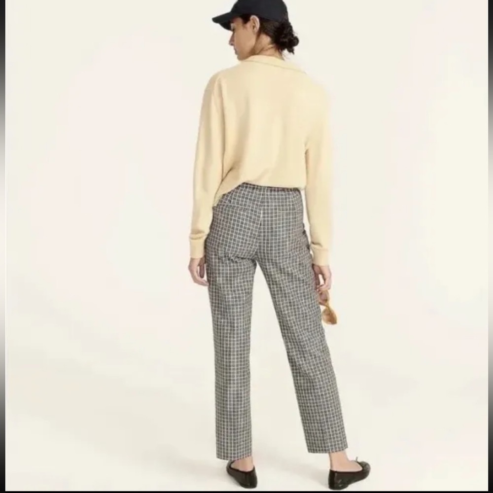 J. Crew Straight-leg Pant Plaid Elastic Waist in Black & White Size 16T Lined - Picture 2 of 14